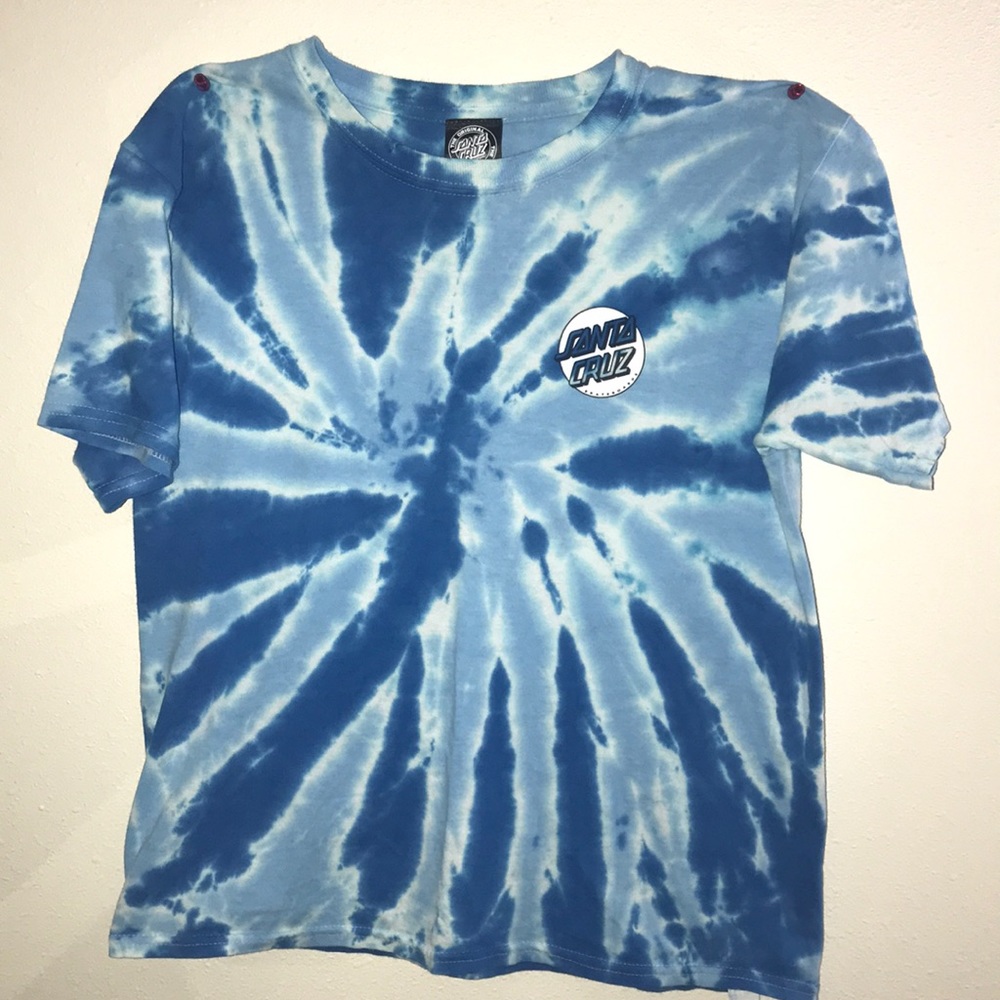 Blue tie-dyed santa cruz t-shirt